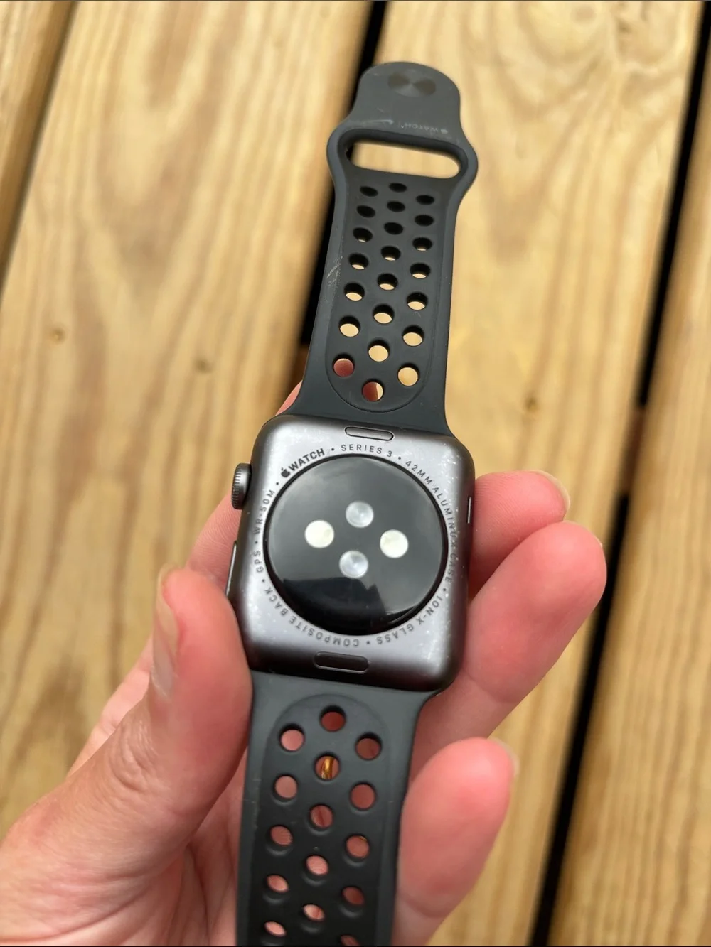 Apple Watch Series 3 42mm Black w/ black Apple sport band and charger!